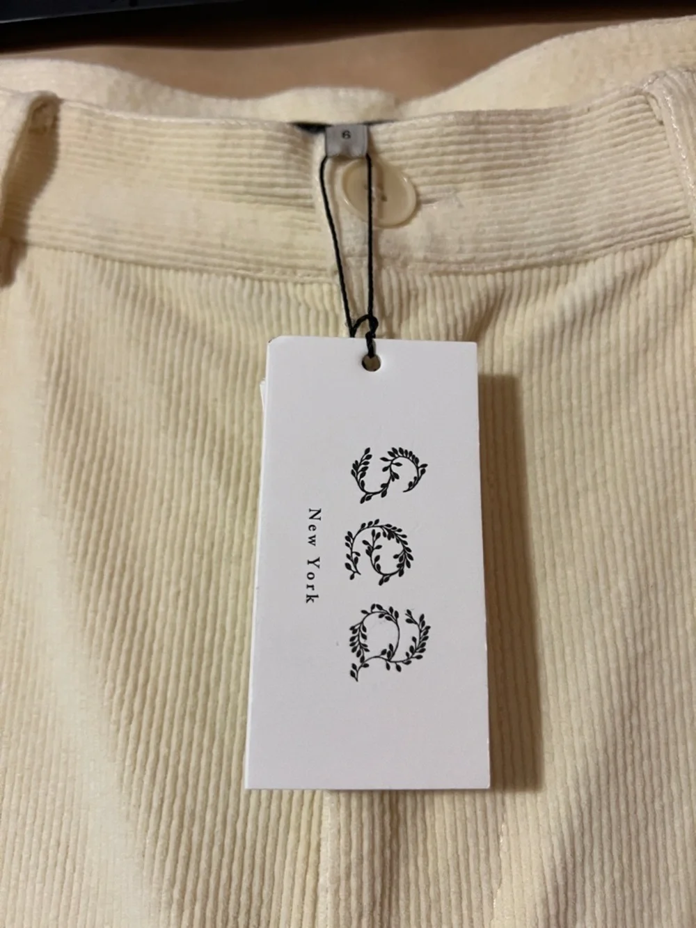 Sea New York | NWT Carine Corduroy Jeans Wide Leg High Waisted Pant Cream Size 6